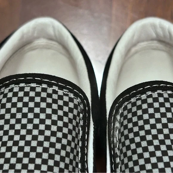 VANS Slip On Skate Shoes Black Blue Gray Mini Checkered NEW! Women’s 8 Men’s 6.5 - Picture 7 of 11